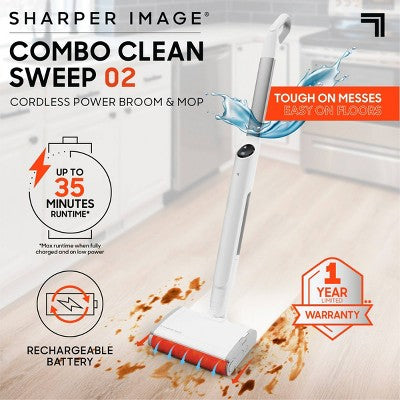 Sharper Image Combo Clean Sweep 02, Cordless Power Broom & Mop White (LOCAL PICKUP ONLY)