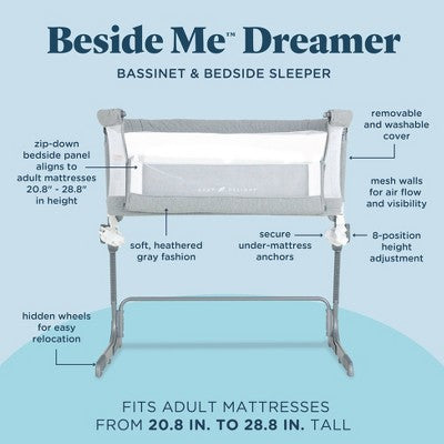 Baby Delight Beside Me Dreamer Bassinet & Bedside Sleeper - Soft Heathered Gray (LOCAL PICKUP ONLY)