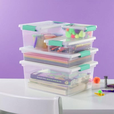 Single Small Clip Boxes with Latching Lids, Clear Stackable Storage Bins for Crafts, School, Office & Workshop Organization