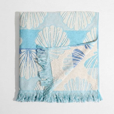 36"x72" Sculpted Shells Oversized Beach Towel with Fringe Blue
