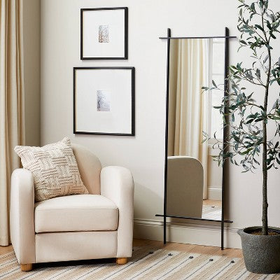 20" x 20" Matted to 5" x 7" Gallery Wall Frame Black/Brass - Threshold designed with Studio McGee: Wood, Sawtooth Hanger (LOCAL PICKUP ONLY)