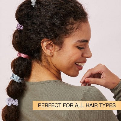 scunci Mixed Satin and Waffle Textured Scrunchies - Soft Pinks/Neutrals - All Hair - 12pcs