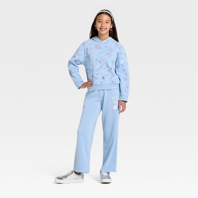 Girls' Disney Stitch Hooded Fleece Sweatshirt - Aqua Blue XL