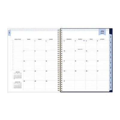 Day Designer 2024-25 Weekly/Monthly Planner 11"x8.5" Wirebound Blue Bouquet: Adult Stationery, July-June Calendar, Tabs