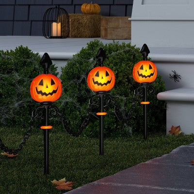 49" Jacks Lit Fence Stakes Halloween Decorative Prop - Hyde and EEK! Boutique (LOCAL PICKUP ONLY)