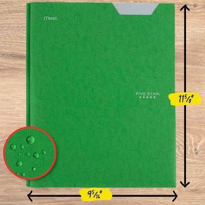 Five Star Pocket and Prong Poly Portfolio Retro Green