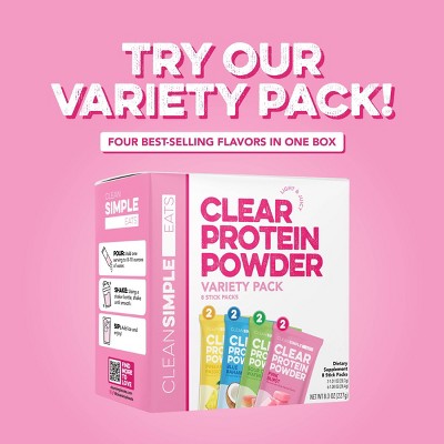 Clean Simple Eats Clear Protein Powder - Pink Burst - Whey Isolate Protein - 20g Protein - 1.00oz/1 Stick