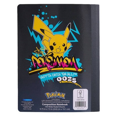 Pokemon 7.5"x9.75" Graffiti Wide Rule Composition Book