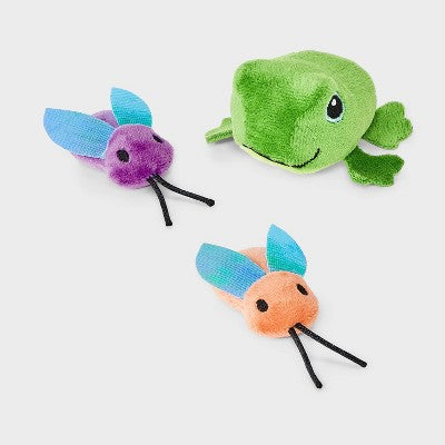 Baby Toad and Moths Cat Plush Toy Set - 3pc - Boots & Barkley