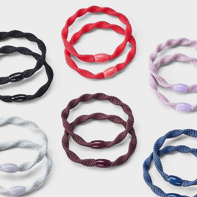 Twisted Hair Elastics with Bead - 12pk - All In Motion: Hair Styling, Securing Hair, Rubber