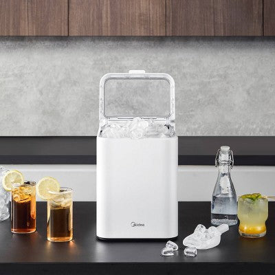 Midea Ice Maker Countertop, Bullet Ice, 26 lbs Daily Production, 2 Ice Sizes, White