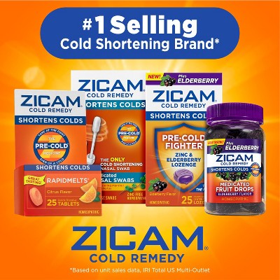 Zicam Cold Remedy Cold Shortening Medicated Zinc-Free Nasal Swabs - 20ct
