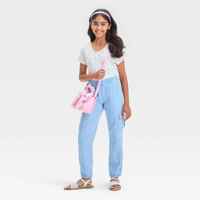 Girls' Short Sleeve Pointelle 'Floral' T-Shirt Cat & Jack Cream S
