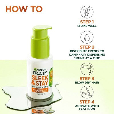 Garnier Fructis Sleek & Shine Sleek & Stay Heat-Activated Hair Serum - 1.7 fl oz