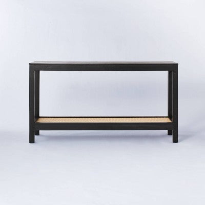 Console Table with Rattan Rattan Shelf Black - Threshold designed with Studio McGee (LOCAL PICKUP ONLY)