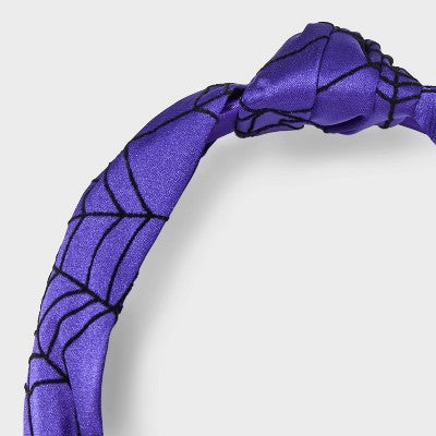 Halloween Spider Web Top Knot Headband - Purple