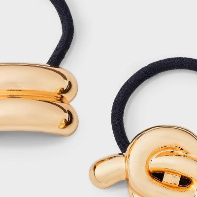 Hair Twister Ponytail Cuff Set 2pc - A New Day Gold: Solid Elastic Hair Accessories, All Hair Types