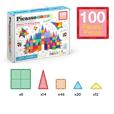 PICASSO-TILES Magnetic Tiles for Kids – 100PCS STEM Building Blocks Set, Educational Construction Toy, Creative Learning Kit