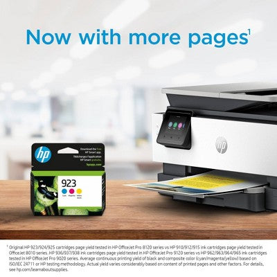 HP 923 CMY Original Ink Cartridge 3-Pack: Standard Yield Printer Ink Combo