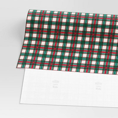 30" 90 sq ft Christmas Roll Wrap Red/White/Green Plaid - Wondershop (LOCAL PICKUP ONLY)