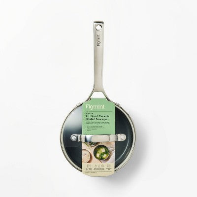 1.5qt Nonstick Ceramic Coated Aluminum Sauce Pan Dark Gray - Figmint