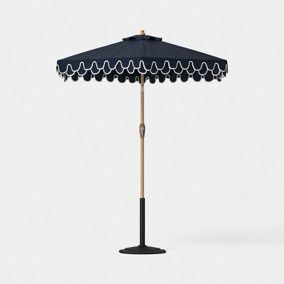 6.5' Double Scallop Valance Outdoor Patio Umbrella - Navy - Threshold designed with Studio McGee (LOCAL PICKUP ONLY)