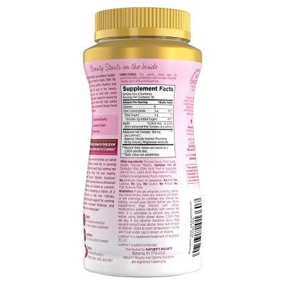 Nature's Bounty Optimal Solutions Hair Growth Gummies - Peach - 60ct: Vitamins for Healthy Hair, Gummy Multivitamins
