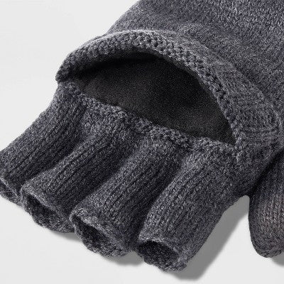 Men's Convertible Fleece Lined Mittens - Goodfellow & Co Charcoal Gray