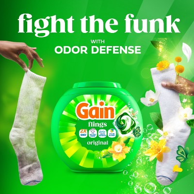 Gain Original Flings Laundry Detergents - 102ct: Paraben-Free, Bleach-Free, Concentrated, Child-Resistant Packaging