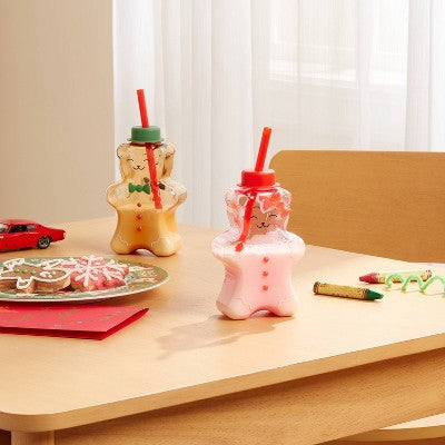 Kids' 13oz Figural Gingerbread Tumbler Pink - Pillowfort