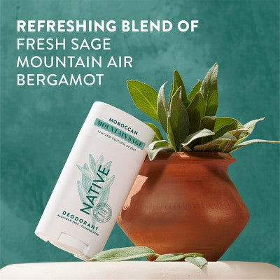 Native Limited Edition Aluminum-Free and Residue-Free Global Flavors Deodorant - Moroccan Mountain Sage - 2.65 fl oz