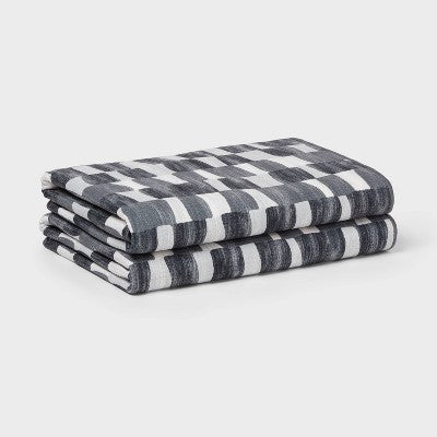 2pc Quick Dry Watercolor Blocks Waffle Oversize Bath Towel - Room Essentials