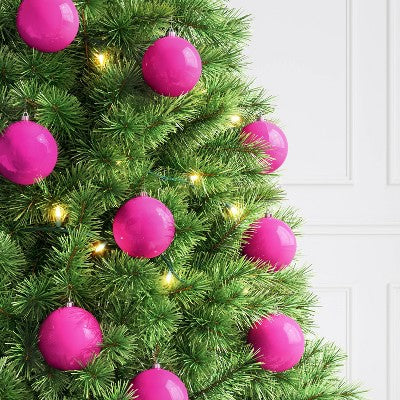 9ct 100mm Christmas Shatterproof Ornament Set Dark Hot Pink - Wondershop
