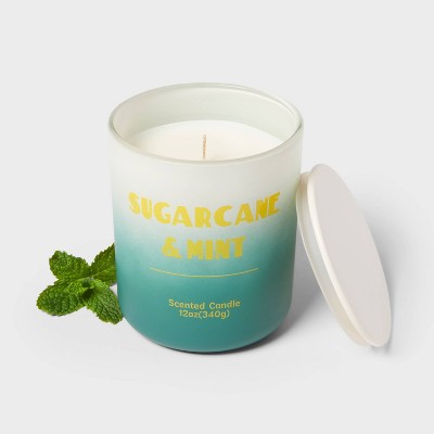 12oz Frosted Ombre Jar Candle Sugarcane and Mint - Room Essentials