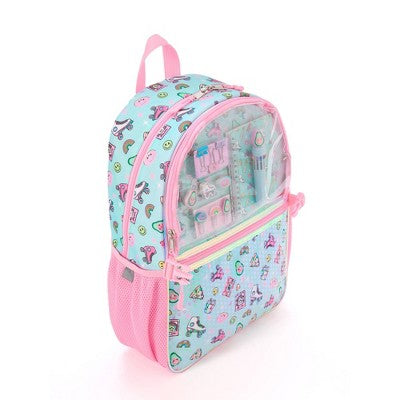 Locker Club Kids' 16L Kids Backpack with Clear Lunch Stationery - Blue/Pink