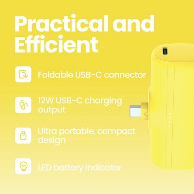 GEMS 4500mAh Plug in Power Bank - Yellow