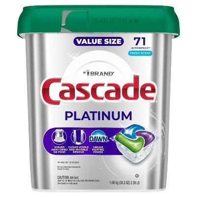 Cascade Platinum Action Pacs Dishwasher Detergent - Fresh - 71ct