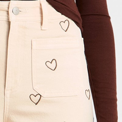 Women's Sailor Heart Embroidered High-Rise Ankle Jeans 8