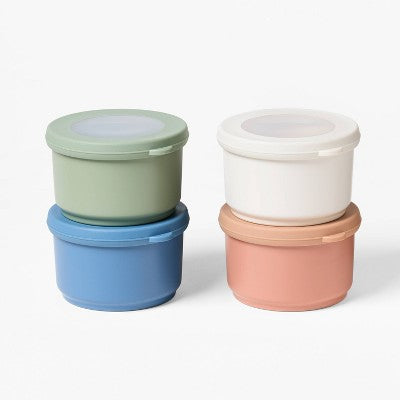 8pc (Set of 4) 1.25c Plastic Round Snack Container Set - Figmint