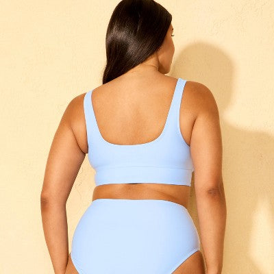 Women's Scoop Neck Longline Bikini Top - Shade & Shore Blue XS