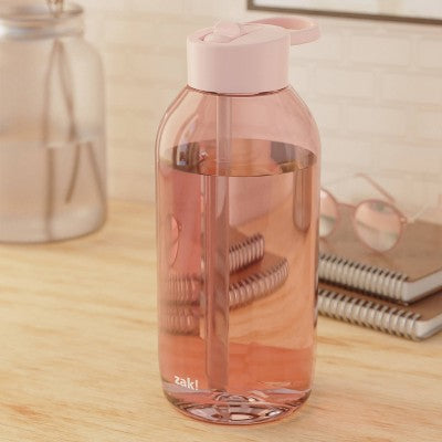 Zak Designs 64 fl oz Plastic Straw Water Bottle Nectarine Orange: Reusable Kids Portable Drinkware, Dishwasher-Safe