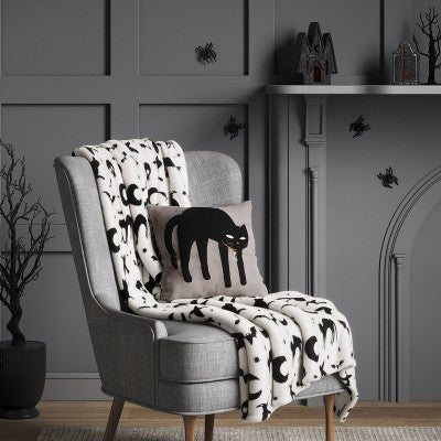 Black Cat Square Throw Pillow- Hyde and EEK! Boutique: Halloween