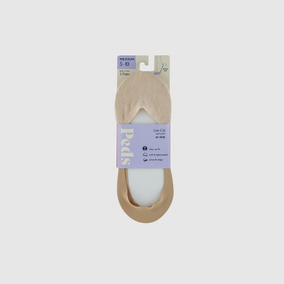 Peds Women's Smooth Edge Low Cut 2pk Liner Casual Socks - Nude 5-10: Hidden Gel Heel Grip, Stretch Knit Fabric