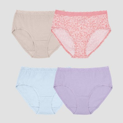 Fruit of the Loom Women's 4pk All Day Comfort Cotton Stretch Brief Underwear - Multicolor 9