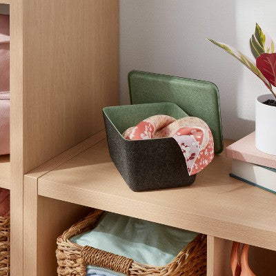 Pop Color Felt Bin Charcoal/Green - Brightroom