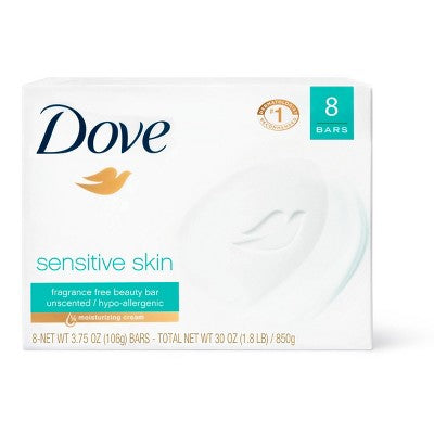 Dove Sensitive Skin Unscented Beauty Bar Soap - 8pk - 3.75oz each