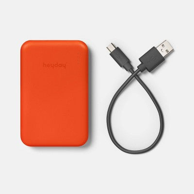 5000mAh Power Bank - heyday Coral Orange: Quick Charge, 2 Devices, Includes Micro USB Cable