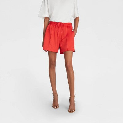 KBB by KAHLANA Women's Mid-Rise 'The Track Shorts' - Red XS