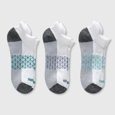 Hanes Men's 3pk Absolute Active Cushioned Heel Shield Socks - White/Blue/Charcoal Gray 6-12: Cotton Blend, Arch Support, Seamless Toe