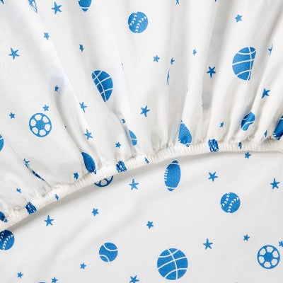 4pc Toddler Bedding Set - Blue Sports - Cloud Island: Cotton, Woven Lightweight Fabric